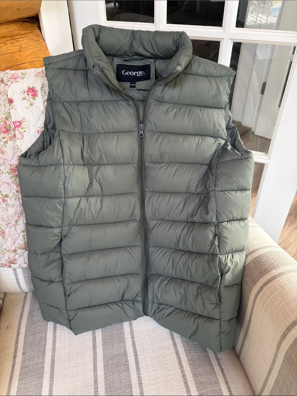 George sage green Quilted Puffer Vest